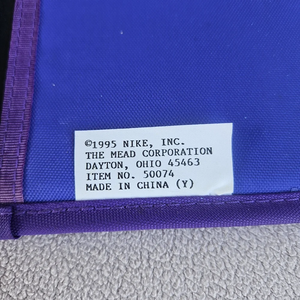 Nike Mead Planner Organizer Binder Notebook Purple VTG 1995 Swoosh Air 7 1/2